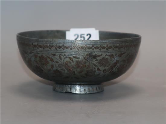 An Indian Bidri ware bowl diameter 13.5cm